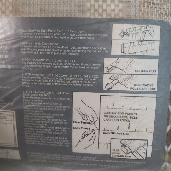 Sears 3-In-1 Lined Rod-Pocket Draperies Pair 80" x 84" Light Chocolate Vtg NEW - Picture 7 of 10